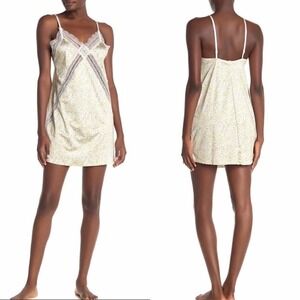 Jason Wu Lace Trim Satin Chemise Slip Negligé Lingerie, Yelllow,‎ Medium, NWT